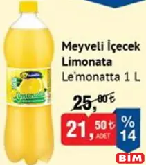 LE'MONATTA MEYVELİ İÇECEK LİMONATA 1 L fiyat ve kampanya bilgisi